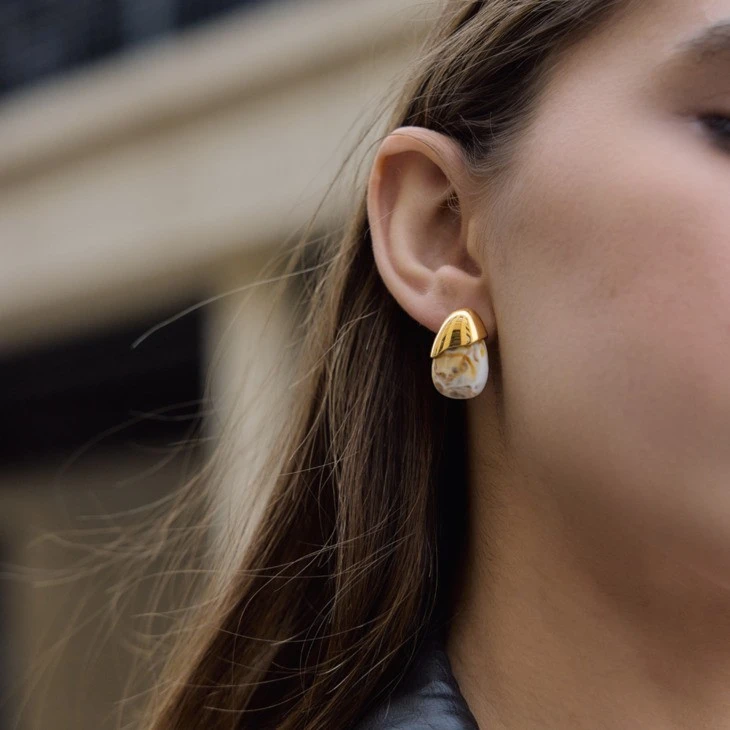 Teardrop Resin Cap Stud Earring high quality