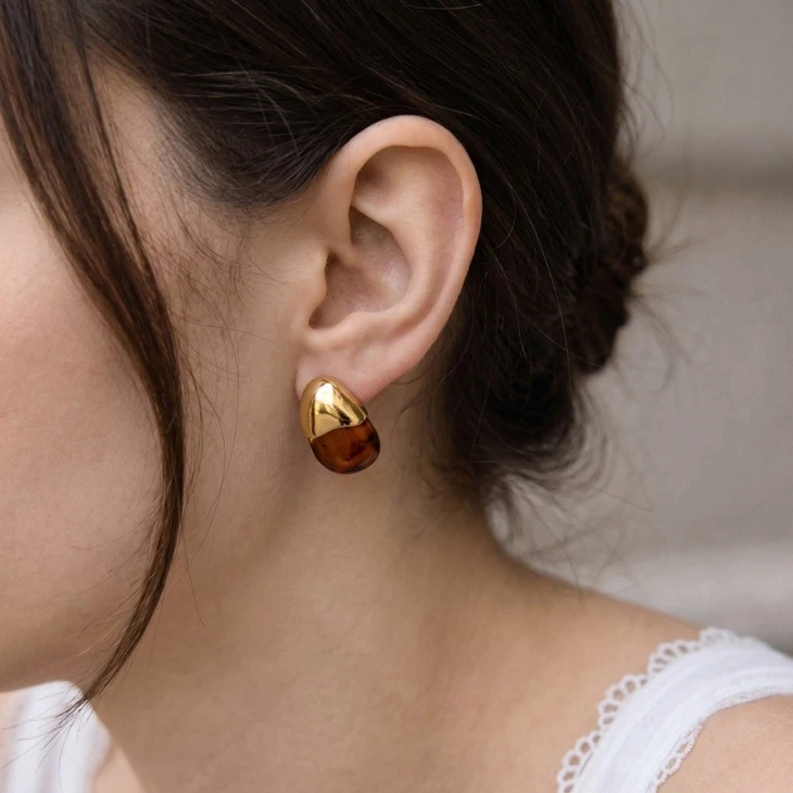 Teardrop Resin Cap Stud Earring factory