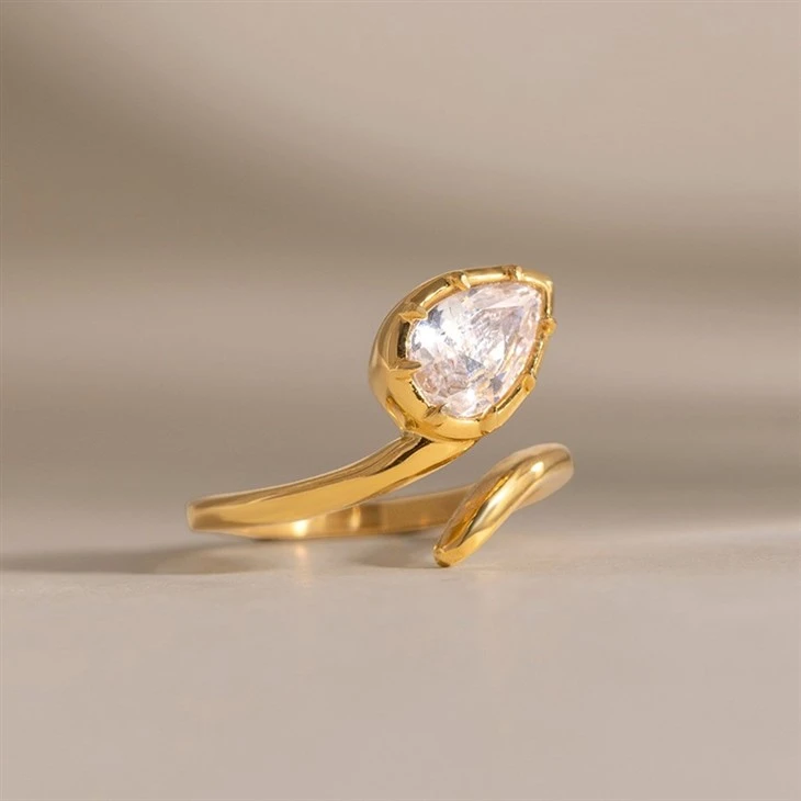 Teardrop Stone Snake Shaped Ring factory