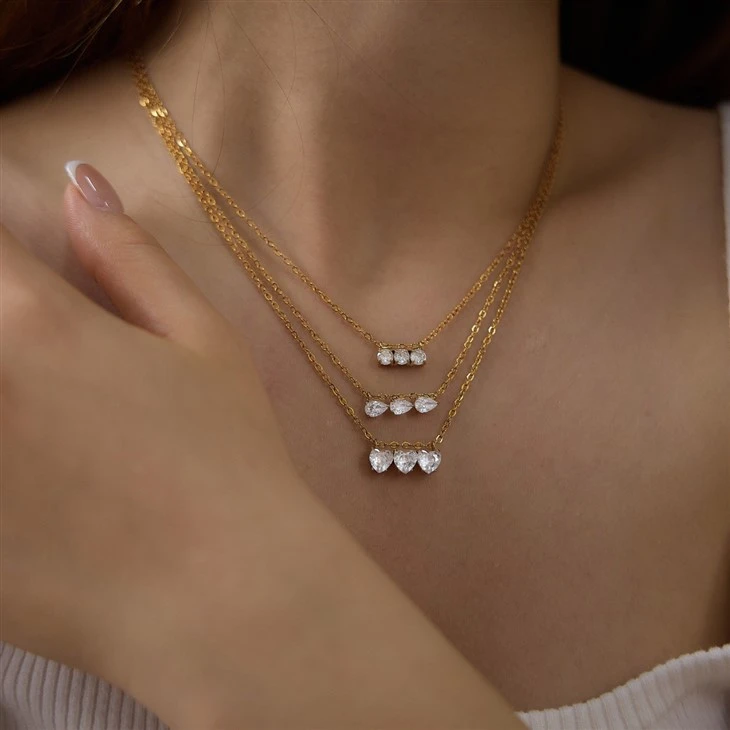 Three Movable Heart CZ Pendant Necklace suppliers