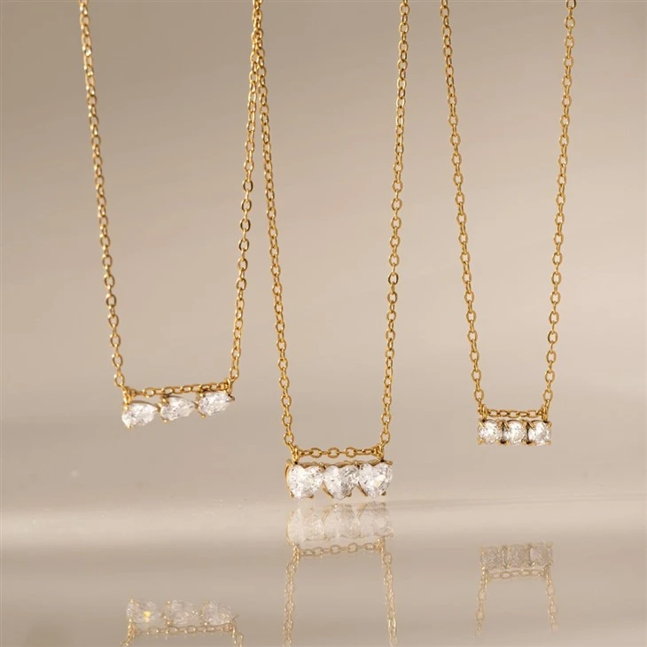 Three Movable Heart CZ Pendant Necklace best