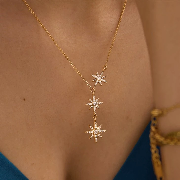 Three North Star Drop Necklace high quality