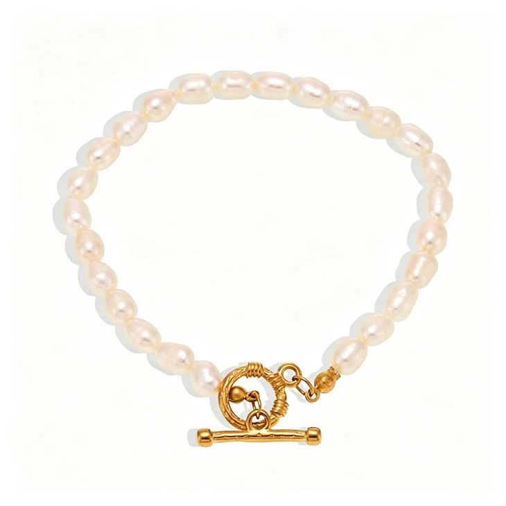 Toggle Clasp Irregular Pearl Bracelet