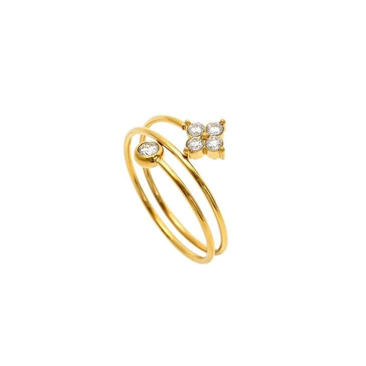 Triple Band Four Petal CZ Ring manufacturers