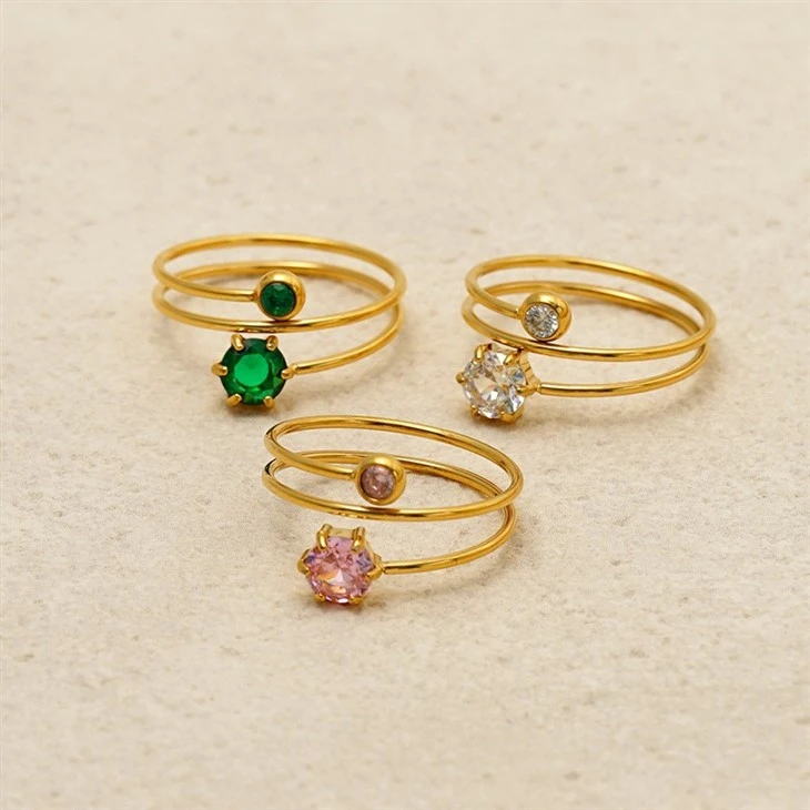 Triple Band Hexagon CZ Ring high quality