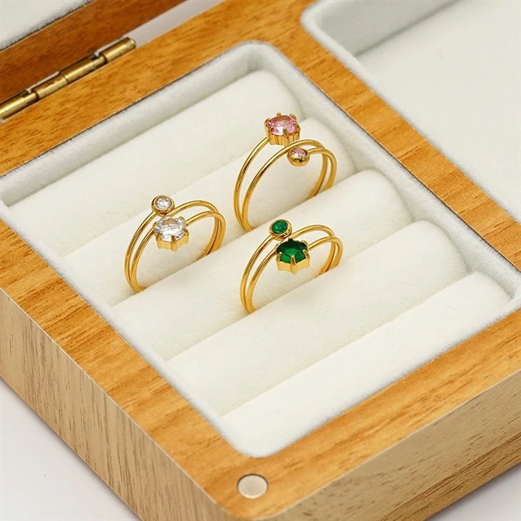 Triple Band Hexagon CZ Ring suppliers