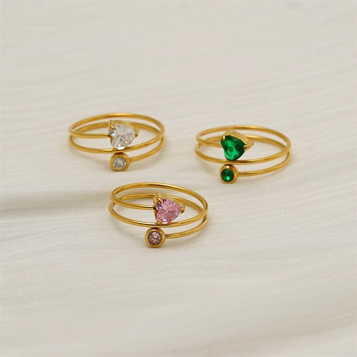 Triple Band Wrapped Heart Ring high quality