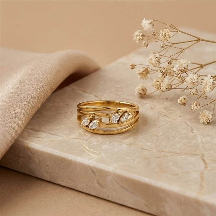 Twisted Open Band Marquise CZ Ring price