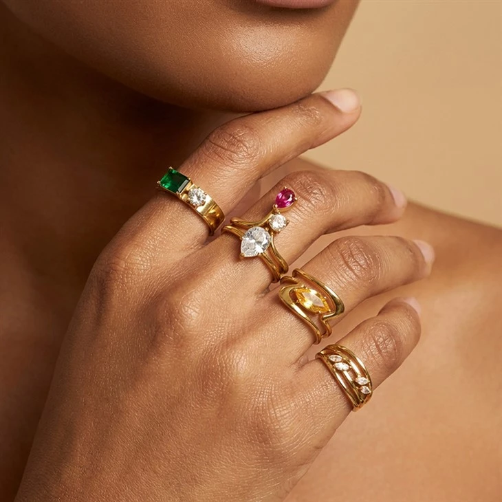Twisted Open Band Marquise CZ Ring