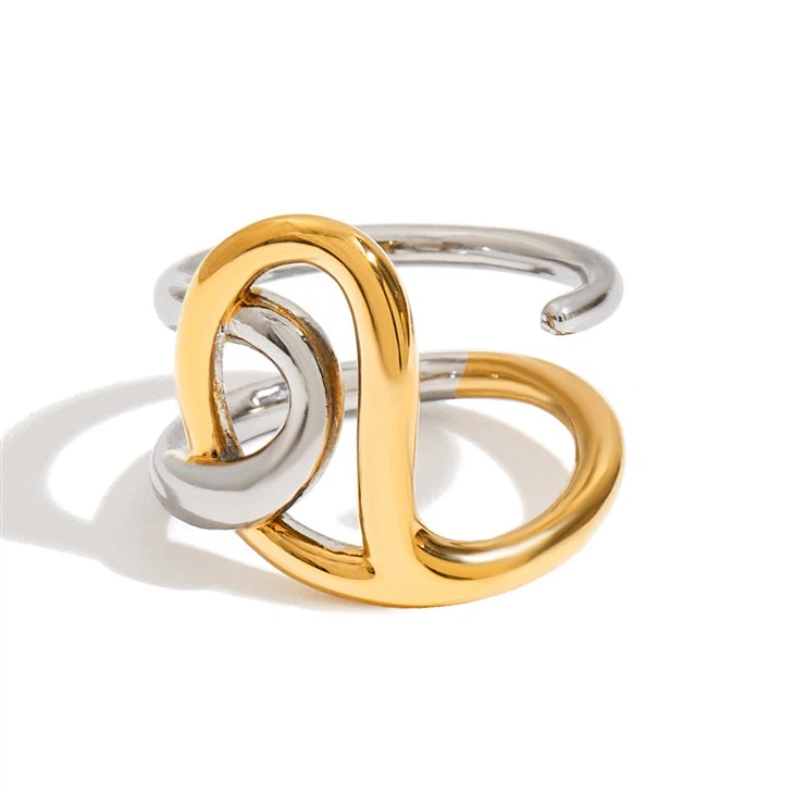 Two Tone Cross Loop Ring