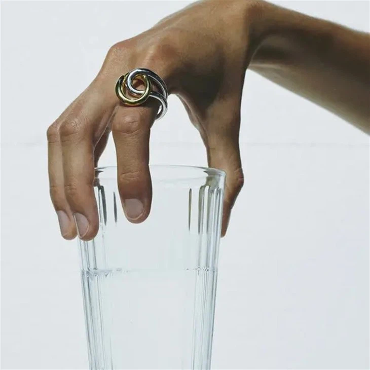 Two Tone Cross Loop Ring