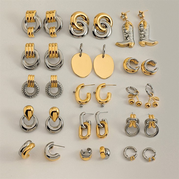 Two Tone Stud Earrings high quality