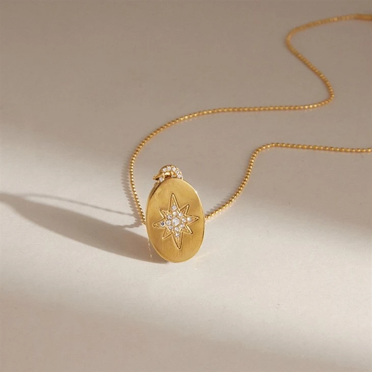 Unique Oval North Star Pendant Necklace high quality