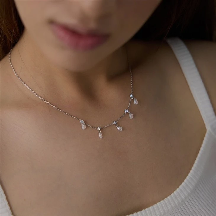 Unique Teardrop CZ Drop Layered Necklace factory