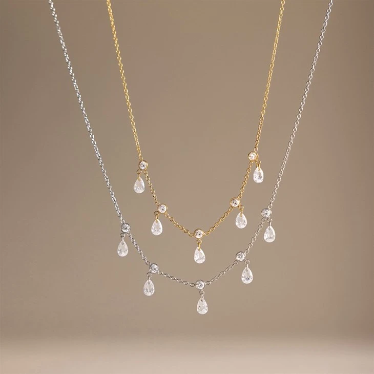 Unique Teardrop CZ Drop Layered Necklace best