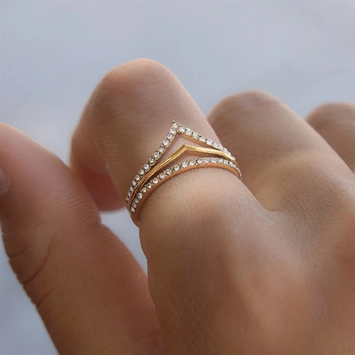 V Shape Double Layer Ring high quality