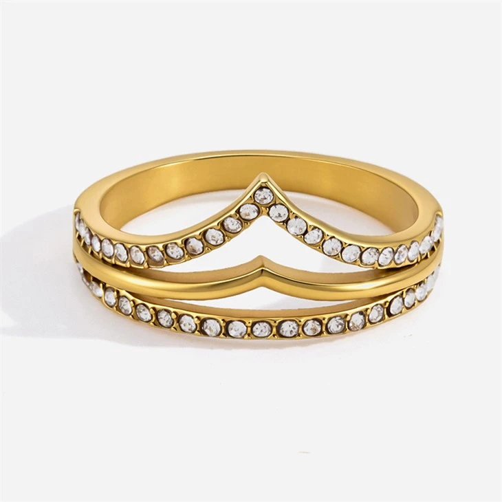 V Shape Double Layer Ring